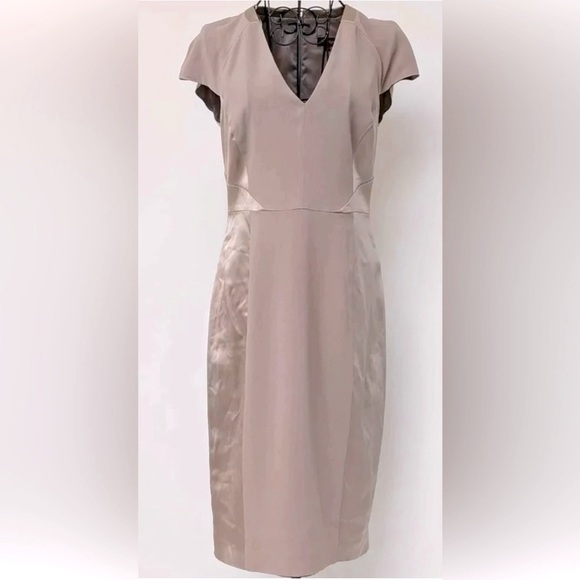 Phase 8 Dresses & Skirts - NWOT Phase Eight Two-Tone Satin/Crepe Taupe Structured/Pieced Sheath Dress